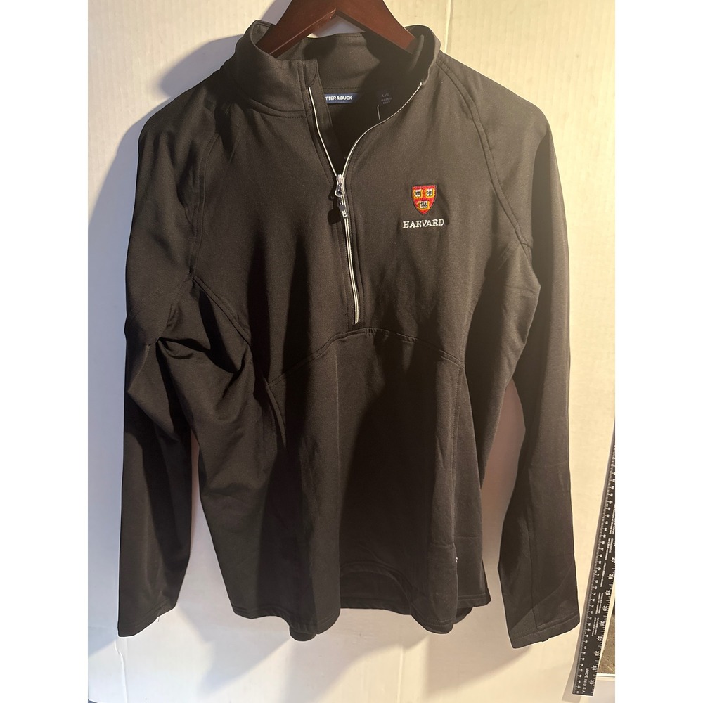 Cutter & Buck Harvard University Quarter Zip Pullover Black Womens Large L/G